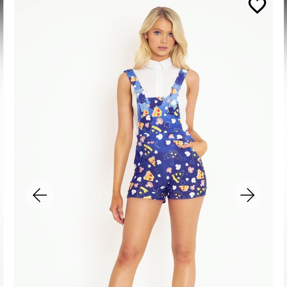 Like New Hungry for Pizza Care Bear Short Overalls